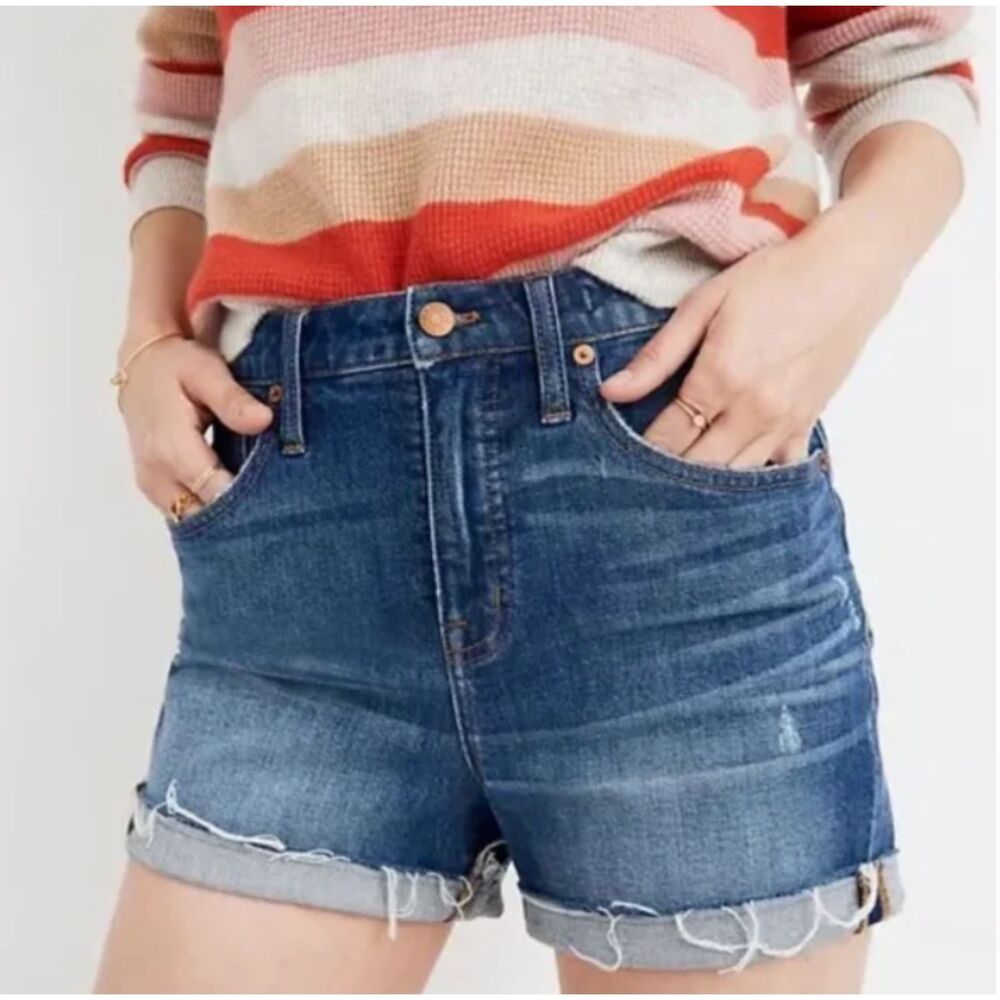 ~ Madewell 28 Denim Shorts Boho Cut-off High Rise Glen Oaks Blue Med Wash